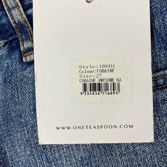 One X Teaspoon Awesome Baggies Jeans Destroyed Cobain Cropped Boyfriend 27 NWT - Picture 10 of 11